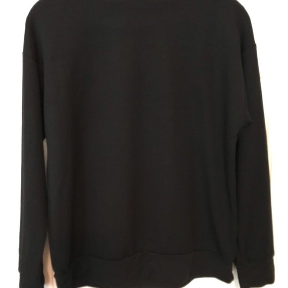 NWOT HIPPIE CHIC Top Long Sleeve Black Silver Sz S - Picture 2 of 8